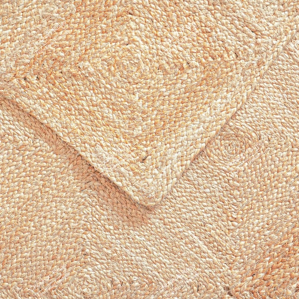 Indian Handmade natural Beige Scandinavian rug. Pattern box Jute Rug. Ivory and Beige Rug. Handmade Jute Rug. 100% Natural Rug