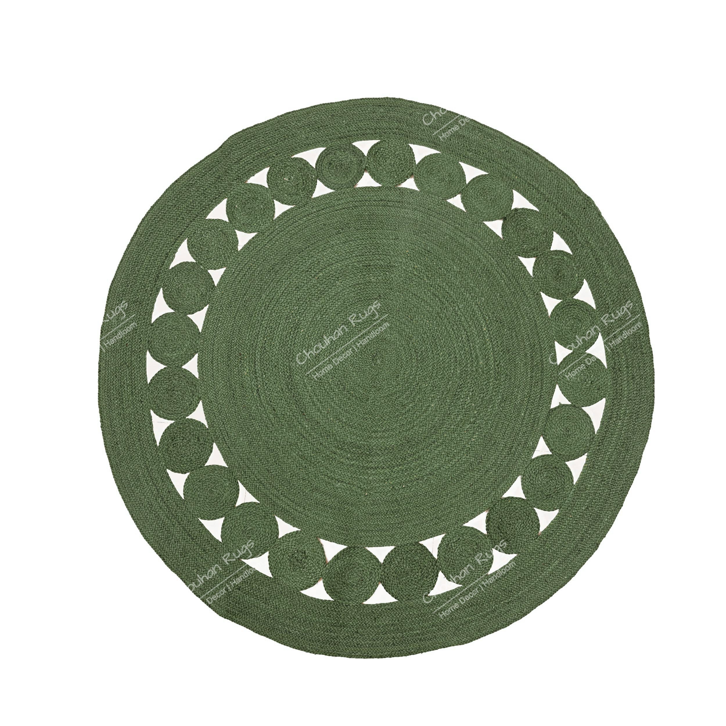 Hand Braided Dark Green Jute Round Rug, Scallop Design - Etsy Hand Braided Dark Green Jute Round Rug, Scallop Design - Etsy