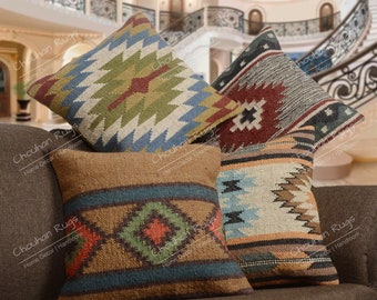 45x45 cm fait main, lot de 4 housses de coussin en jute, lot de coussins, cadeaux de Noël, housses bohèmes, coussins, housse de coussin Kilim, oreiller marocain