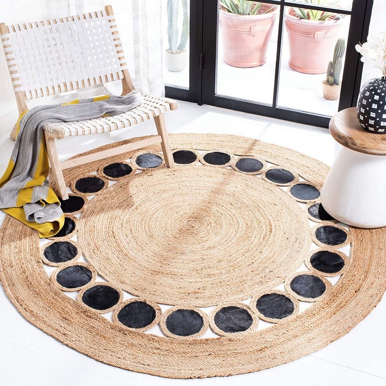 Hand Braided Scalloped Jute Rug Area Round Rug Custom Size Etsy