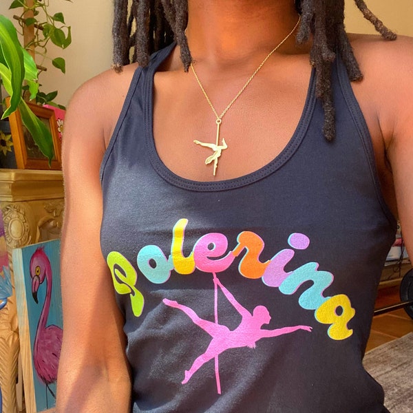 Pole dancer tank top, polerina shirt, pole fitness shirt, pole instructor tshirt, rainbow exotic dancer tee shirt, gift for polers