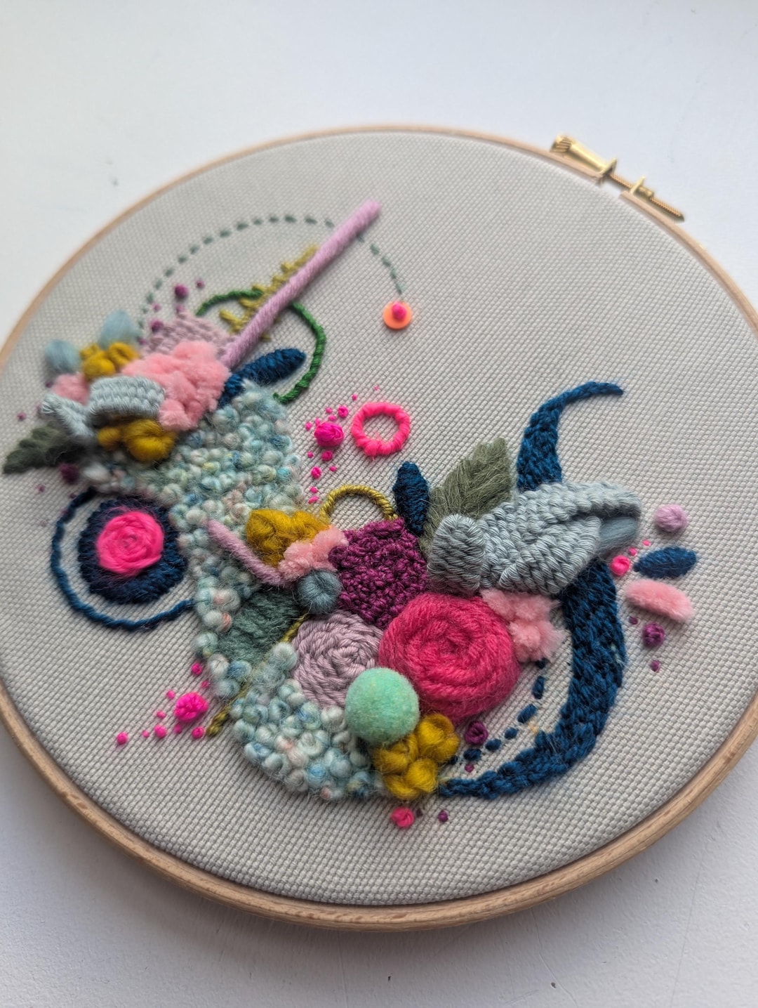 Modern Abstract Embroidery Kit: Modern DIY Craft, Hoop Art Flourish (7 ...