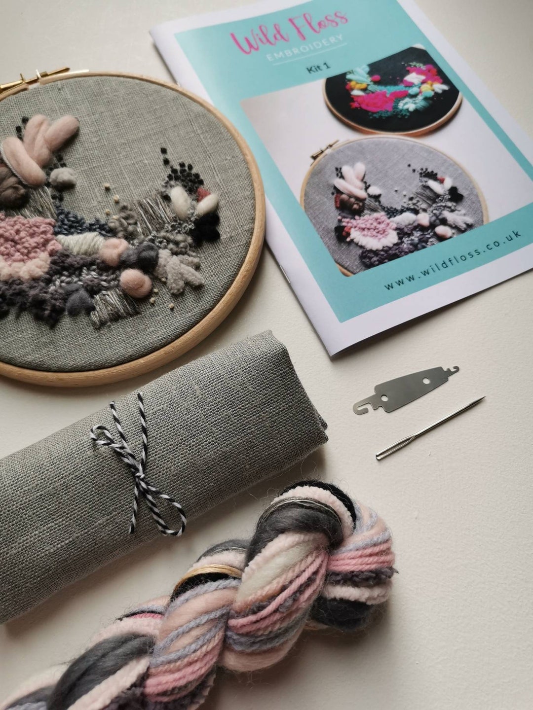 Abstract Embroidery Kit: Grey Linen, Modern Hoop Art (6 Inch) - Etsy