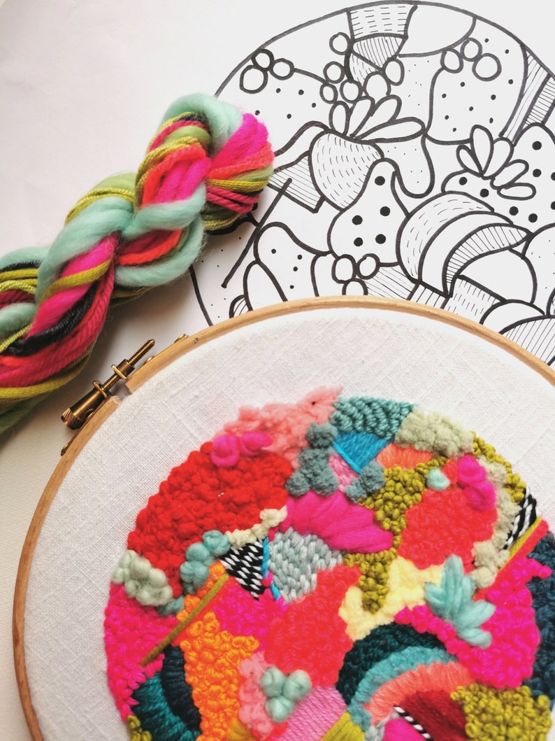 Abstract Embroidery Kit: Ablaze 8" Hoop Modern Embroidery Art - Etsy