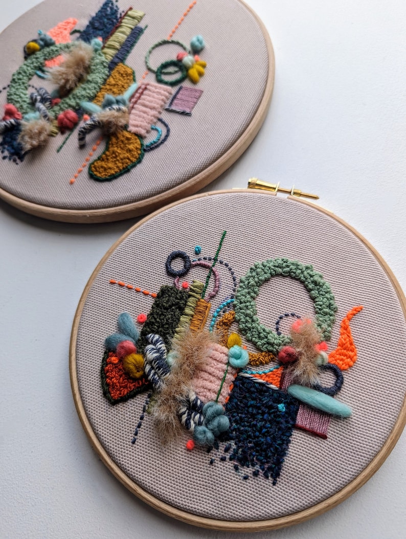 Abstract Embroidery Kit: Folium Beige Fabric 6" Modern Hoop Art - Etsy