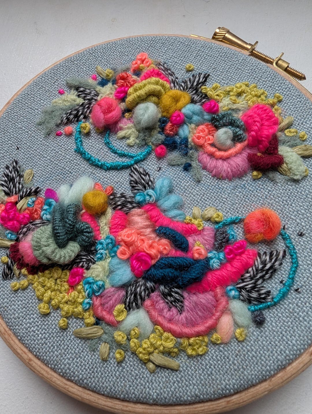 Abstract Embroidery Hoop 5" Neon Botanic - Etsy