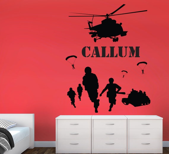 Army Men Call of Duty Personalised Wall Art Vinyl Sticker Custom Bedroom Decal
