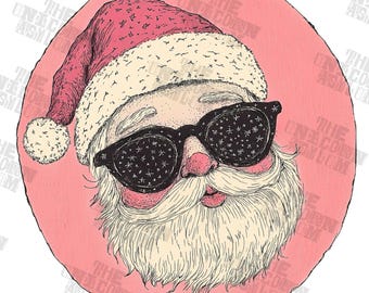 Santa in Sunglasses Illustration PNG Commercial License Included, Sublimation Digital Download, Christmas PNG, Pod PNG, Print on demand