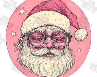Pink Santa Illustration PNG Commercial License Included, Sublimation Digital Download, Christmas PNG, Pod PNG, Print on demand