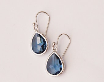 Silver Earrings / Silver Drop Earrings / Blue Earrings