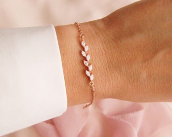 Armband Rosegold, Rosegold Ohrringe, Brautschmuck, Braut Armband, Brautschmuck Rosegold, Hochzeitsschmuck, Perlenarmband