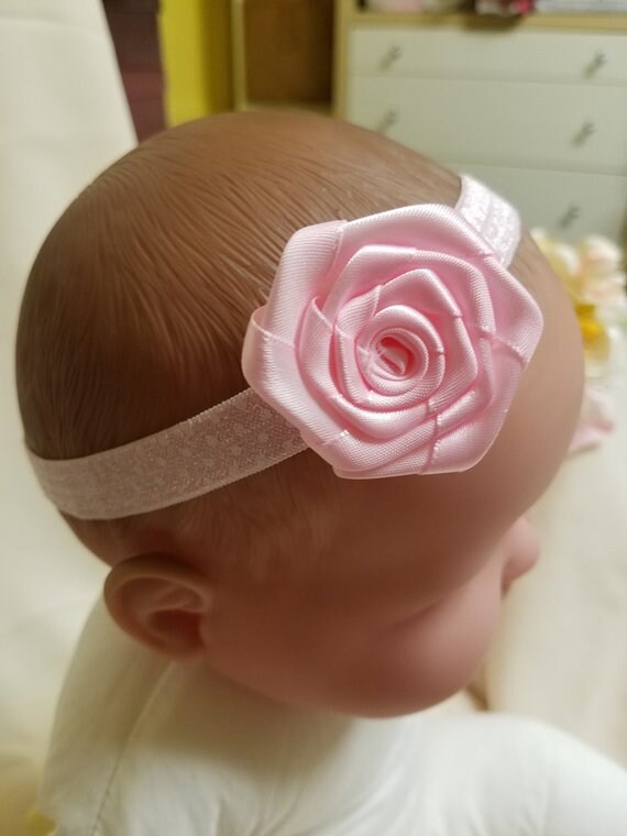PREEMIE HANDMADE HEADBANDS WILL STRETCH TO GROWING BABY ROLLED ELASTIC /&FLOWERS