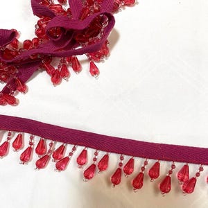 2 1/2 yards RED beaded fringe trim 1&quot; length high quality for lamps crafts sewing project for costumes lyrical dance plus hair accessories