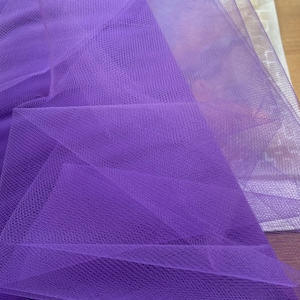 Tessuto in tulle/rete viola tagliato a misura, 58" di larghezza per realizzare accessori per capelli, tutù, sedie da sposa, fasce artigianali, fasce per la vita delle damigelle
