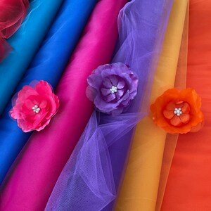 Tulle/rete Colori vivaci Tessuto fine tagliato su misura 54" di larghezza per realizzare accessori per capelli Tutù sedie da sposa cinture artigianali cinture per damigelle