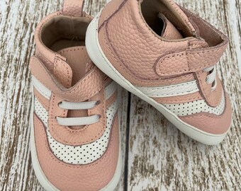 Toddler Girl Pink Leather Sneakers: Size 5 (4 3/4" Insole) New
