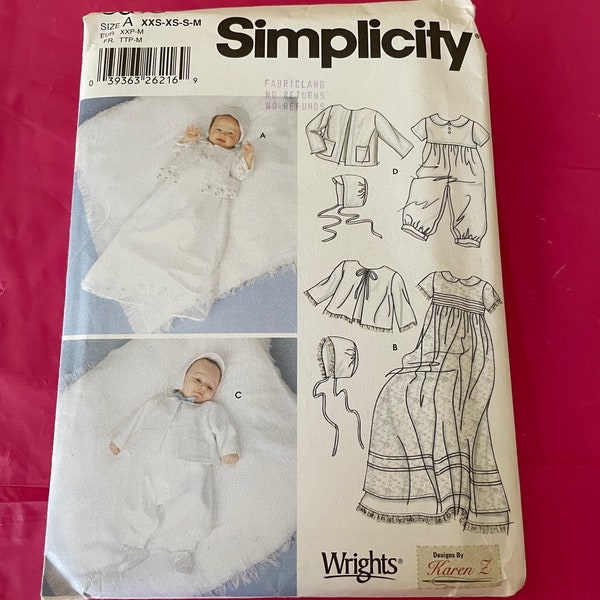 Baptismal gown pattern, Simplicity 5813 Christening gown Pattern, Baptismal gown pattern,Vintage 2002 Baptism Gown pattern, how to make gown