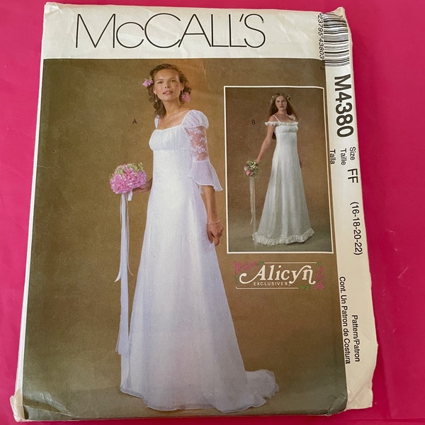 McCalls pattern M4380 BRIDAL Gown flattering dress pattern Size 16 to 22 Medival Style 3/4 sleeves and bottom flare