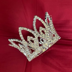 Small Bling Crown 1.5" high x 3" at widest for flower girls or Brides around bun, Communion small crown