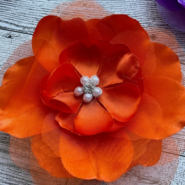 Tangerine color Silk flowers 4",Burn orange color silk flowers 4", Pastel color Silk Flowers for millinery crafts hair & wedding accessories