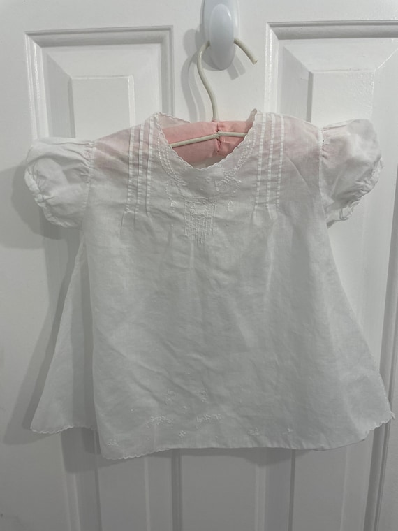 Vintage White Batiste  Baby Dress cotton labeled 1