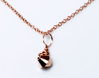 Rose Gold Minimalist Swarovski Pendant Necklace Rose Gold Genuine Swarovski