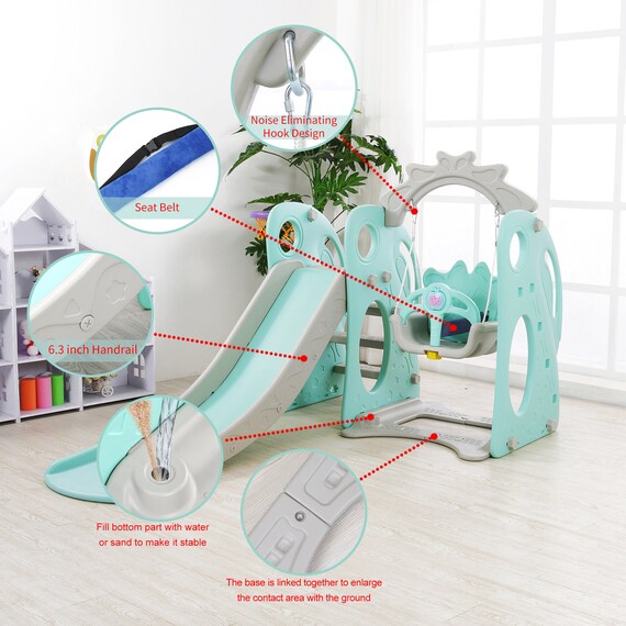 Swing Slide Set Climber And Swing Set Indoor Backyard Etsy