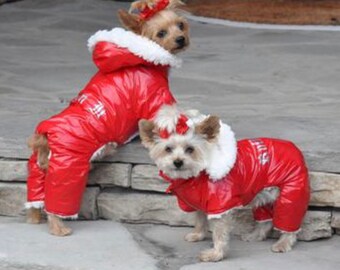 small dog snowsuit with feet