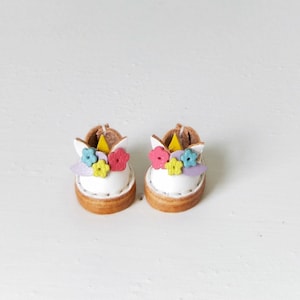 OB11 & Middie Blythe Unicorn Shoes w/ Flowers