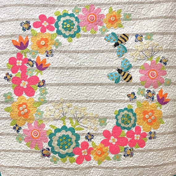 May Flowers Laser Cut Pre Fused Applique Quilt Kit Sewing & Fiber