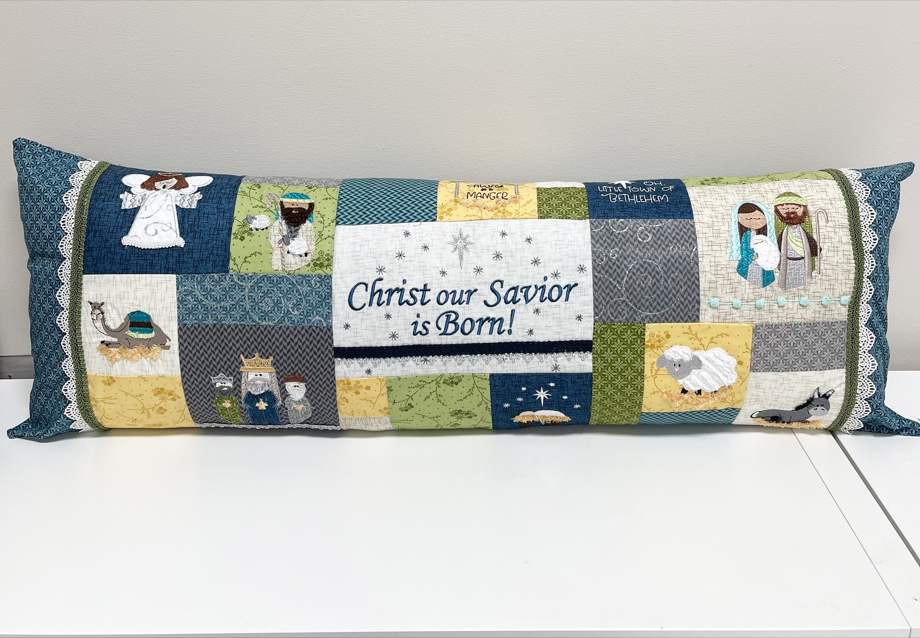 Nativity Bench Pillow Kit. Machine Embroidery Christmas Etsy