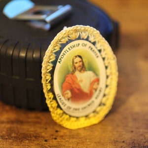1959 Catholic Scapular: Sacred Heart League with Cross Medal