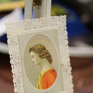 Antique Saint Gabriel Catholic Holy Lace Card