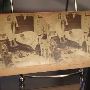 1897 Buscando una escena de plagas - James M. Davis & B.W. Kilburn Stereoscope Viewer Card - Vintage Antique Photography