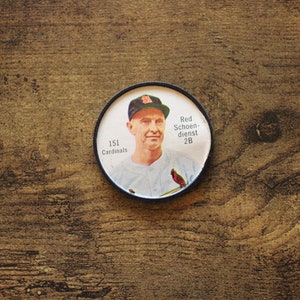 1962 Salada Tea and Junket Desserts Red Schoendienst Coin - Vintage St. Louis Cardinals