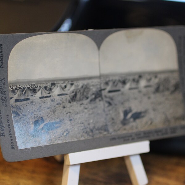 Antique US Army Base at Columbus, New Mexico, Site of Pancho Villa's Raid - Keystone View Company Stereoscope Viewer Card