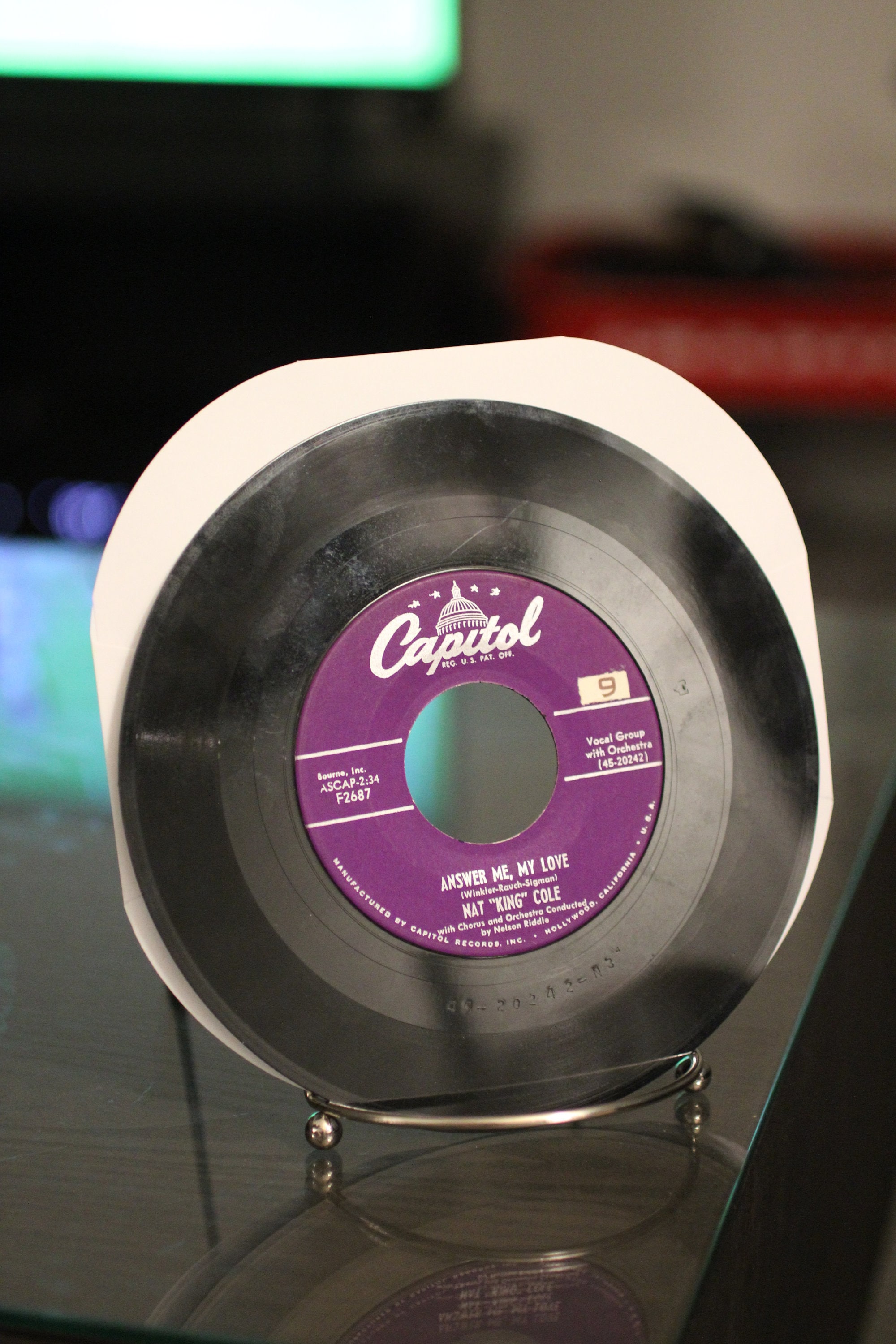 Nat King Cole - 1954 Capitol 45 RPM Record Why + Answer Me, My