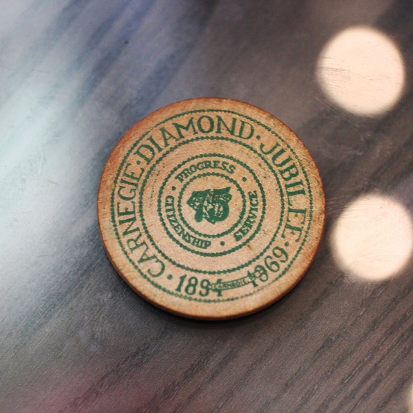 1969 Carnegie, Pa 75th Diamond Jubilee wooden trade token