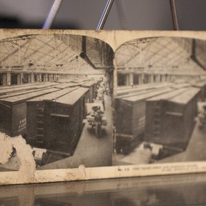 Antique Train Shed - A Trip Through Sears, Roebuck & Co Stereoscope Viewer Card - Vintage Business Photography