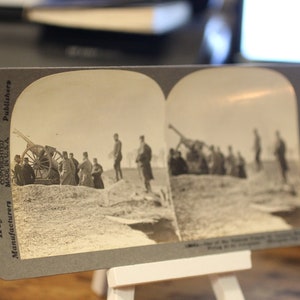 Antique French 75 Anti-Aircraft Cannon Stereoscope Card: Keystone View Company, WWI
