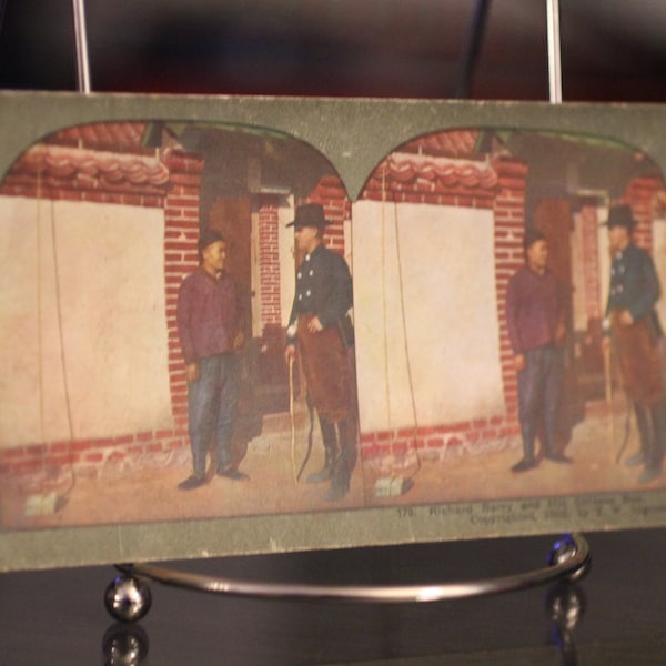 1905 Photographer Richard Barry and Chinese Boy - Russo-Japanese War T.W. Ingersoll Stereoscope Card