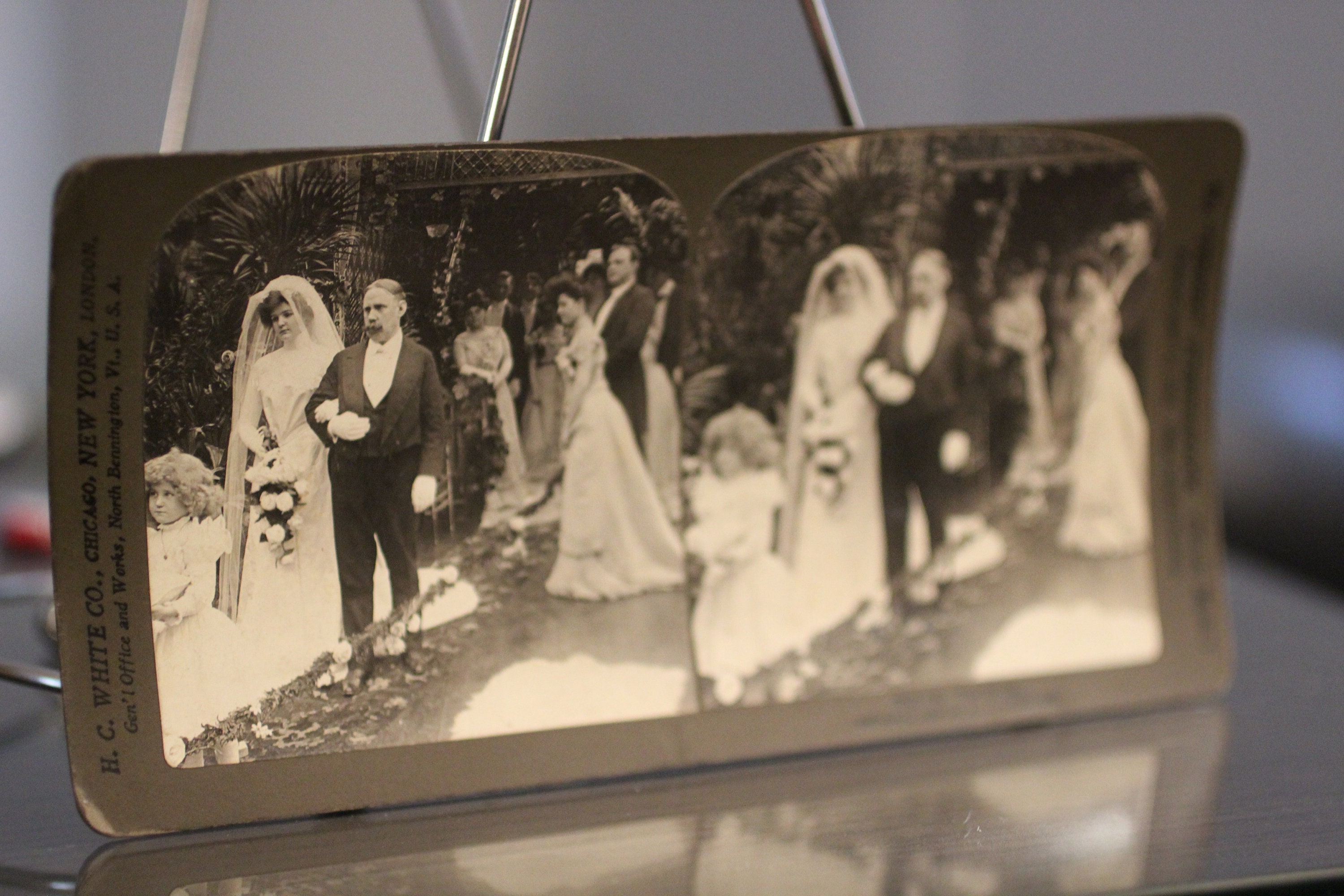Antique Bride Walking Down Isle White Company Stereoscope