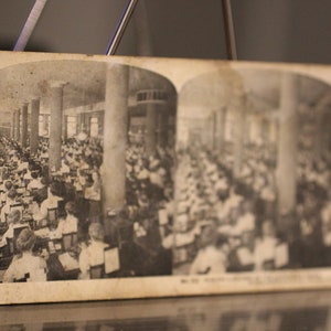 Pedidos de clientes de gravação antiga - Uma viagem pela Sears, Roebuck & Co Cartão de visualizador de estereoscópio - Fotografia de negócios vintage