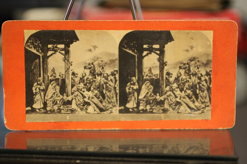 Antique Baby Jesus and the Wise Men Scene Bavarian Publishing Co Vintage Religious Photography Stereoscope Viewer Card