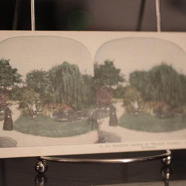 Antique Stereoscope Card - Blumen Schmidt Garden - Erfurt - Germany - 1800s photography