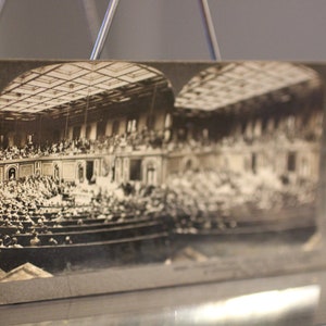 El ex presidente Woodrow Wilson se dirige al Congreso Keystone View Company Stereoscope Viewer Card - Vintage Presidential Photography