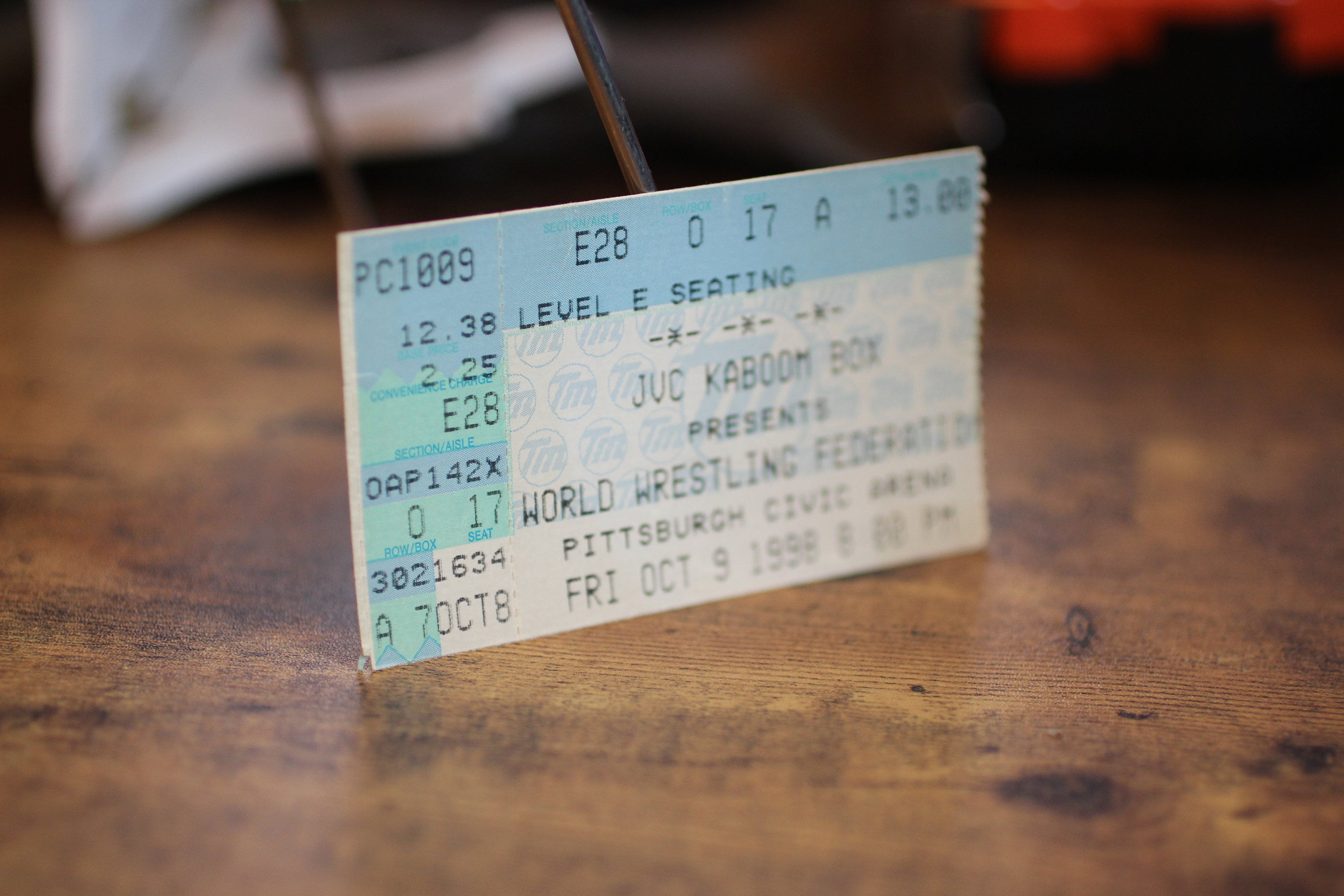 October 9, 1998 World Wrestling Federation WWF Ticket Stub - Civic