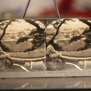 Cartão de visualização estereoscópio antigo Scenic Kiriu, Japão Keystone View Company - Fotografia de paisagem vintage imagem 2