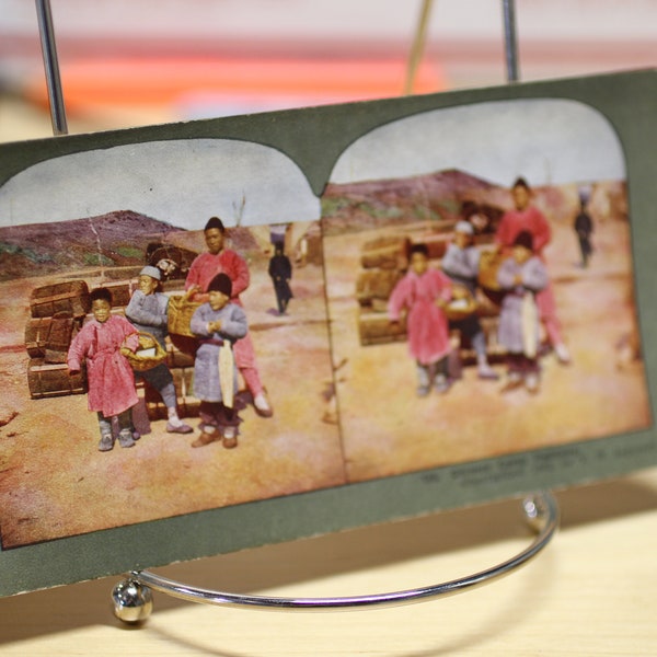 1905 Chinese Camp Peddlers - Russo-Japanese War T.W. Ingersoll Stereoscope Card