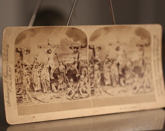 Antique Baby Jesus and the Wise Men Scene Bavarian Publishing Co Vintage Religious Photography Stereoscope Viewer Card